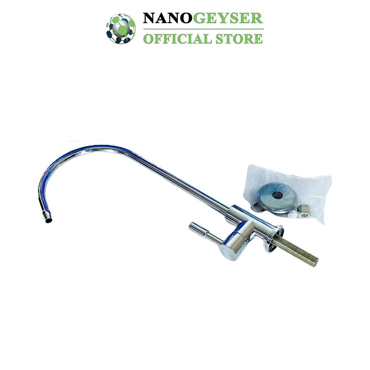Vòi máy lọc nước Inox 304 Nano Geyser không Chì, Vòi gạt cổ ngỗng nối nhanh - Hàng Chính Hãng