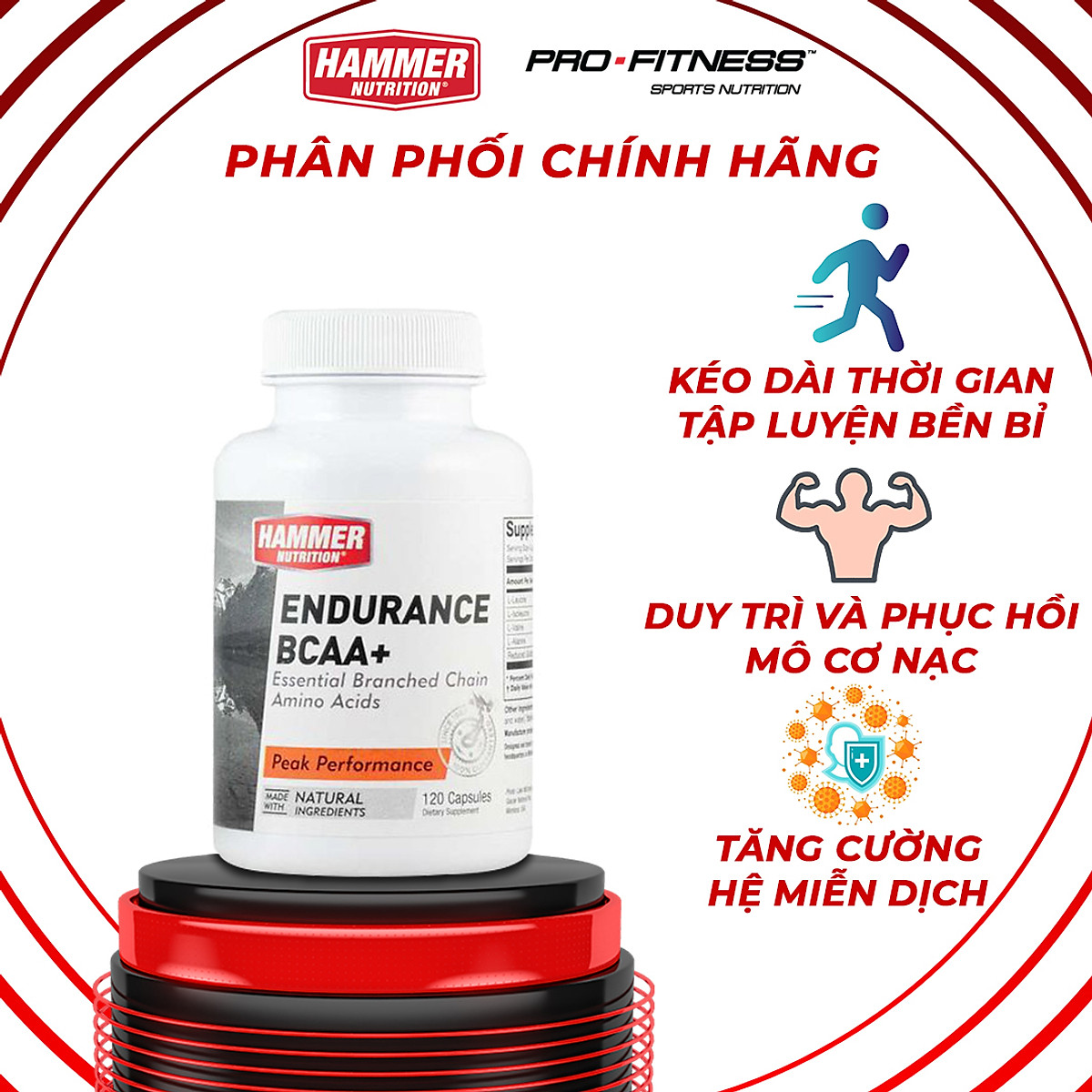 Viên uống tăng cường sức bền Endurance BCAA Hammer Nutrition Tổng hợp