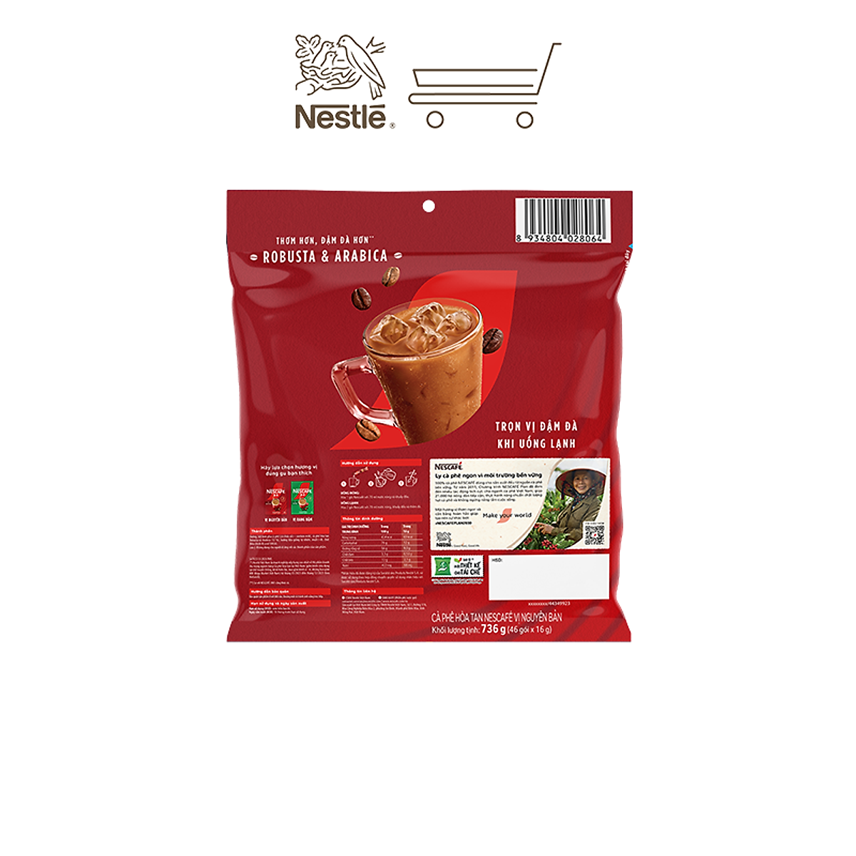 Combo 3 Bịch NESCAFE 3IN1 Công thức cải tiến - VỊ NGUYÊN BẢN Bịch 46 gói