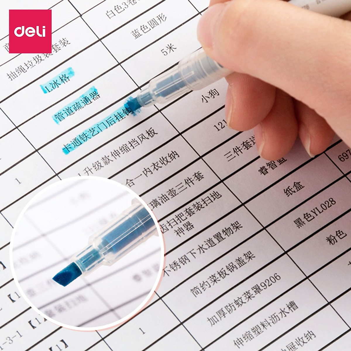 Bút highlight dấu dòng 2 đầu Deli - 3 cây 6 màu - nét trơn mượt, màu tươi sáng - 3 chiếc / Hộp - S736
