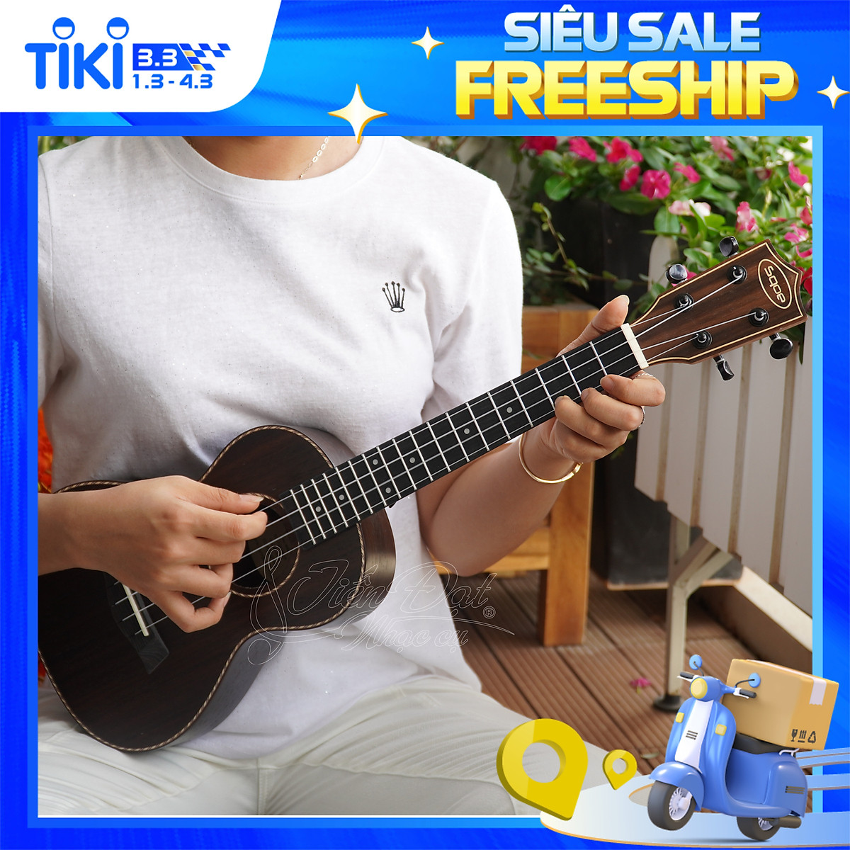 Đàn Ukulele Tenor SQOE UK-26R, Mặt Đàn Gỗ Hồng Sắc - Đàn ukulele - guitarlele Đàn Ukulele Tenor Sqoe Uk-26R, Mặt Đàn Gỗ Hồng Sắc - Đàn Ukulele - Guitarlele