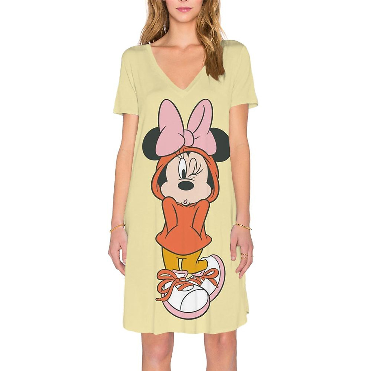 Mùa Hè 2023 Nữ Disney Chuột Mickey In Hình Đầm Cổ Chữ V Dài Tới ...
