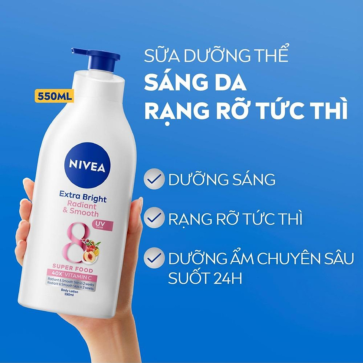 Sữa Dưỡng Thể Nivea Trắng Mịn Extra White Radiant & Smooth 550ml