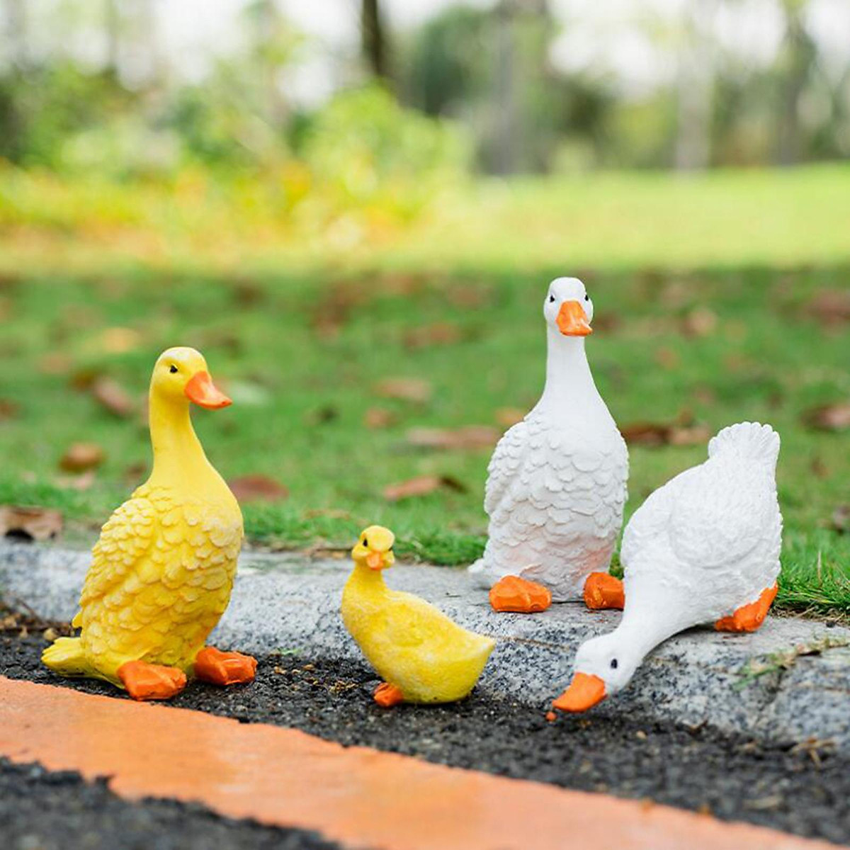 4Pcs Cute Duck Statues Fairy Garden Pond Figurines Decorations ...