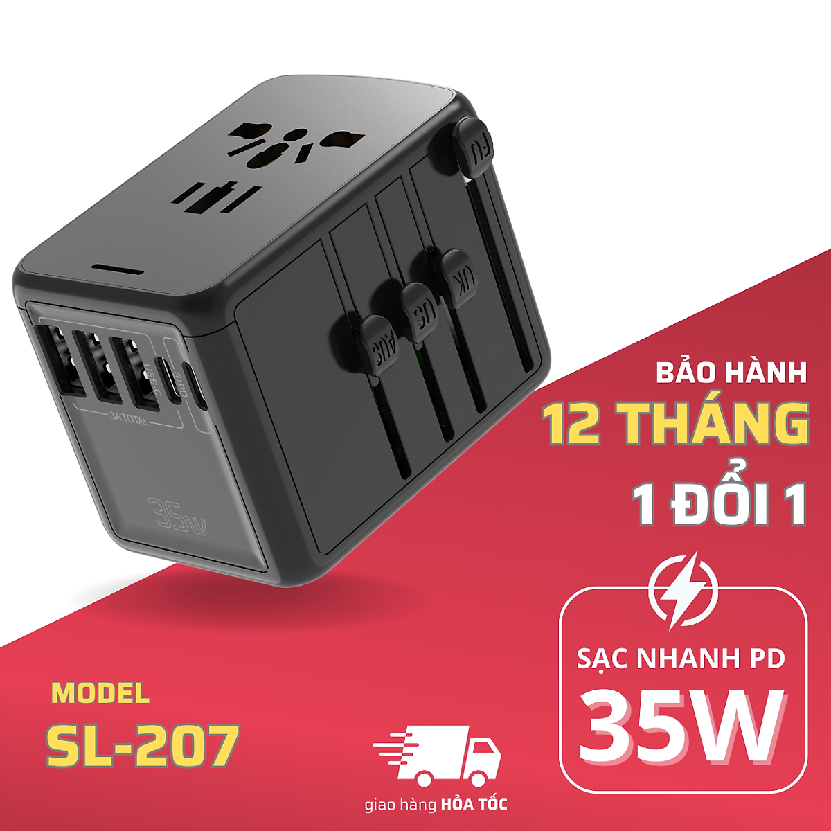 Ổ Cắm Điện Đa Năng Du Lịch Quốc Tế Tamayoko 5 Cổng Type-C & USB Cắm Tải 2000W