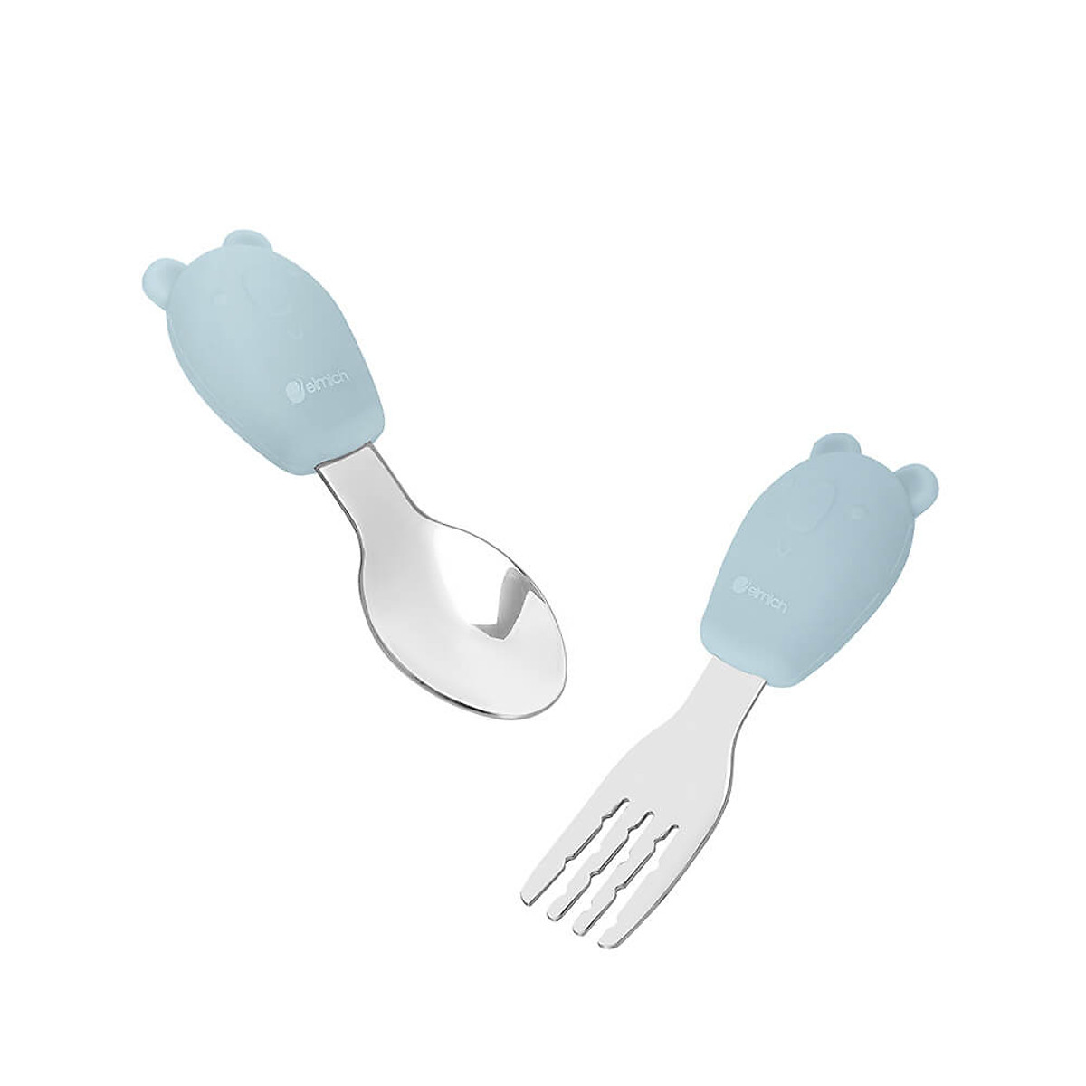Bộ thìa dĩa cho bé bằng silicon, inox 304 Elmich Babycare EL-0005TD2