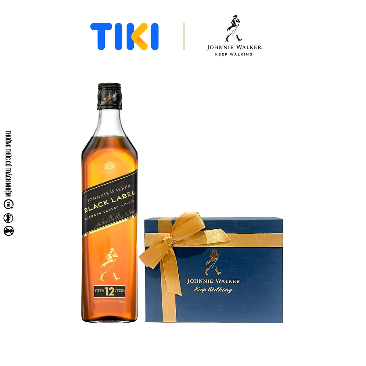 Rượu Combo Johnnie Walker Black Label 75cl In Style 750ml [Không hộp]