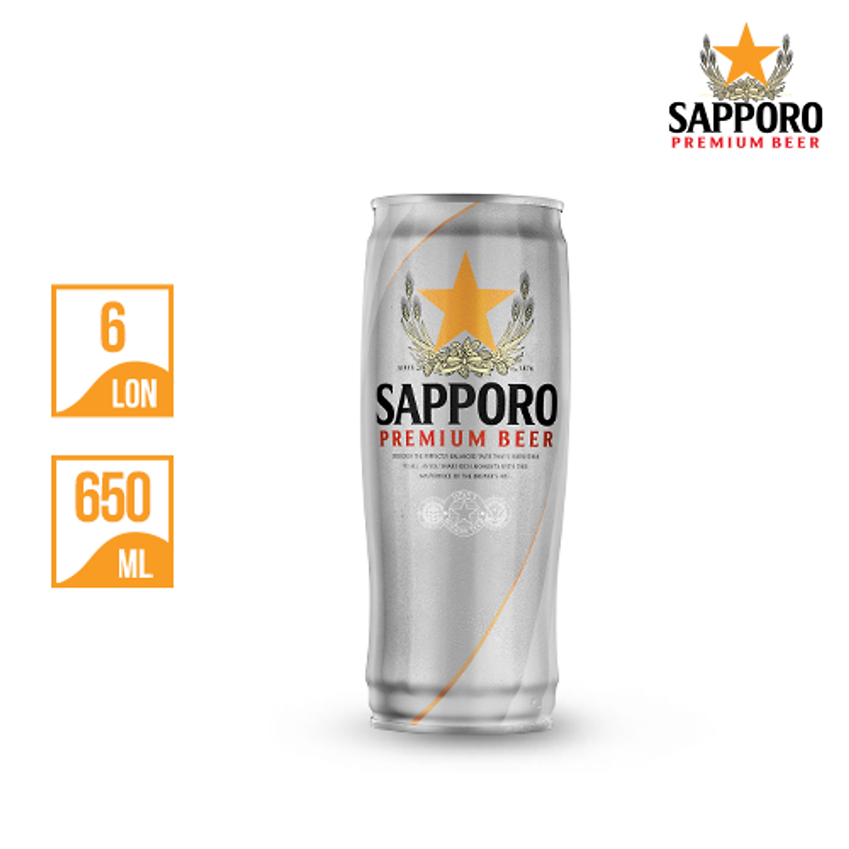 Thùng Bia Sapporo Premium - 6 lon 650ml - Bia, cider