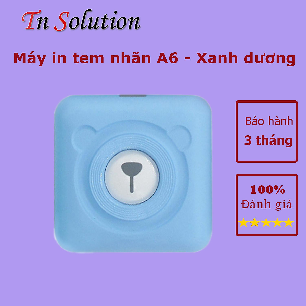 Máy in tem nhãn dán, máy in nhiệt mini A6 304dpi hình gấu cute