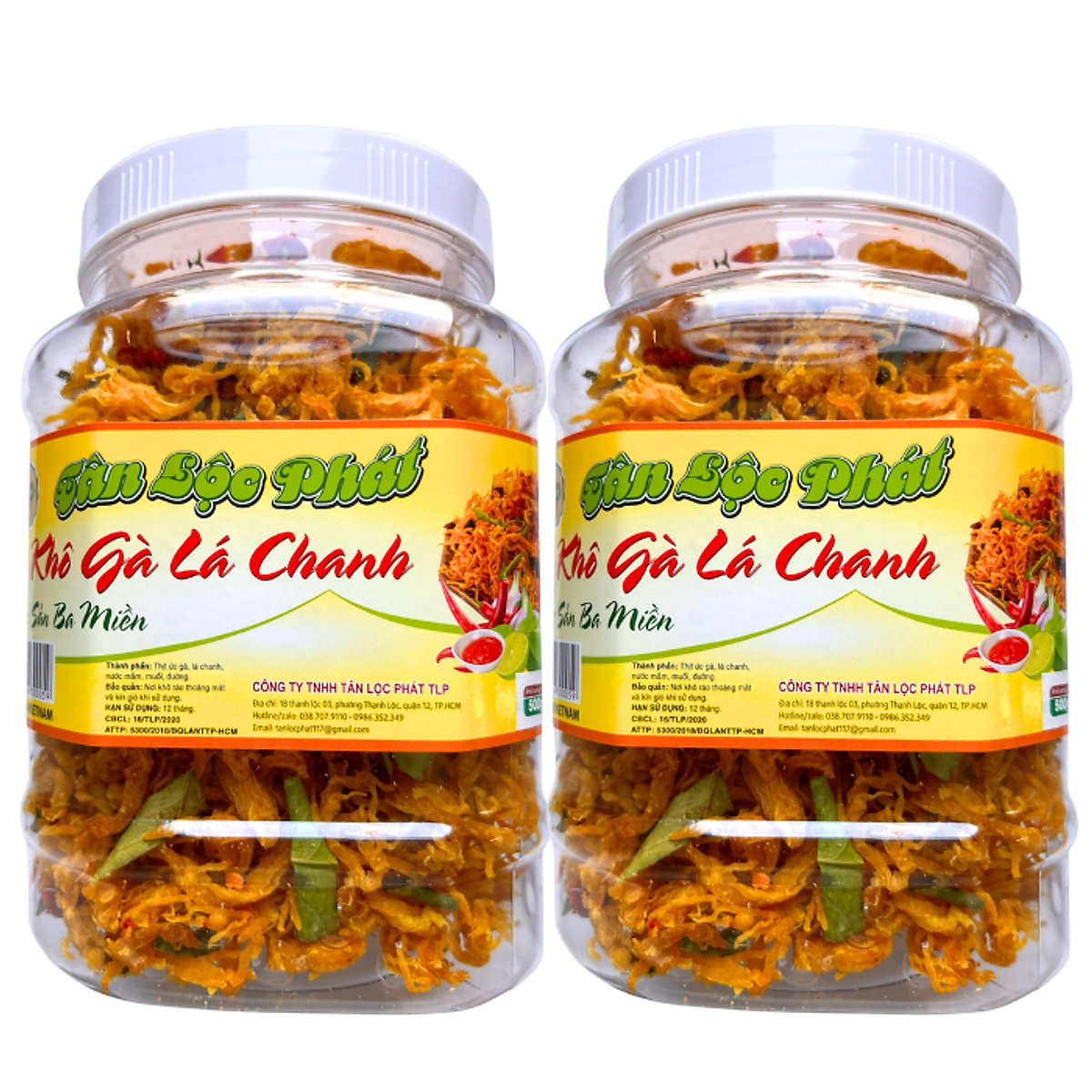 KHÔ GÀ LÁ CHANH TÂN LỘC PHÁT COMBO 1KG - MỖI HŨ 500G