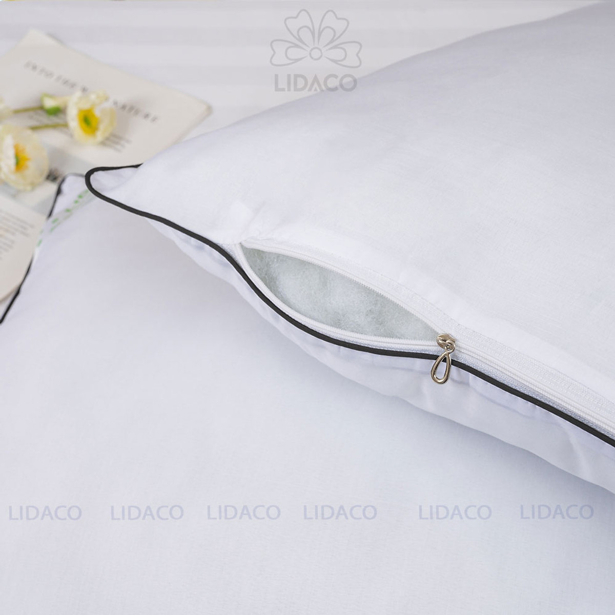 Ruột gối nằm, ruột gối vuông viền đen LIDACO cao cấp (1 chiếc)