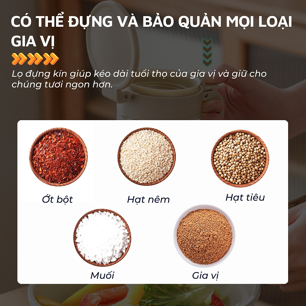 Lọ đựng gia vị, hũ đựng gia vị thủy tinh và nhựa PP DandiHome sang trọng, bền, đẹp, tiện lợi