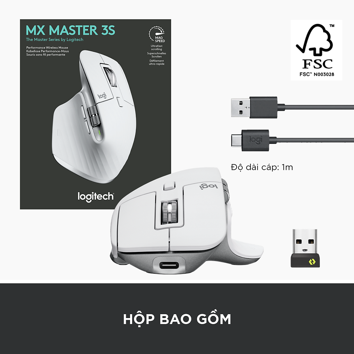 Chuột không dây Bluetooth Logitech MX Master 3s - Hàng Chính Hãng