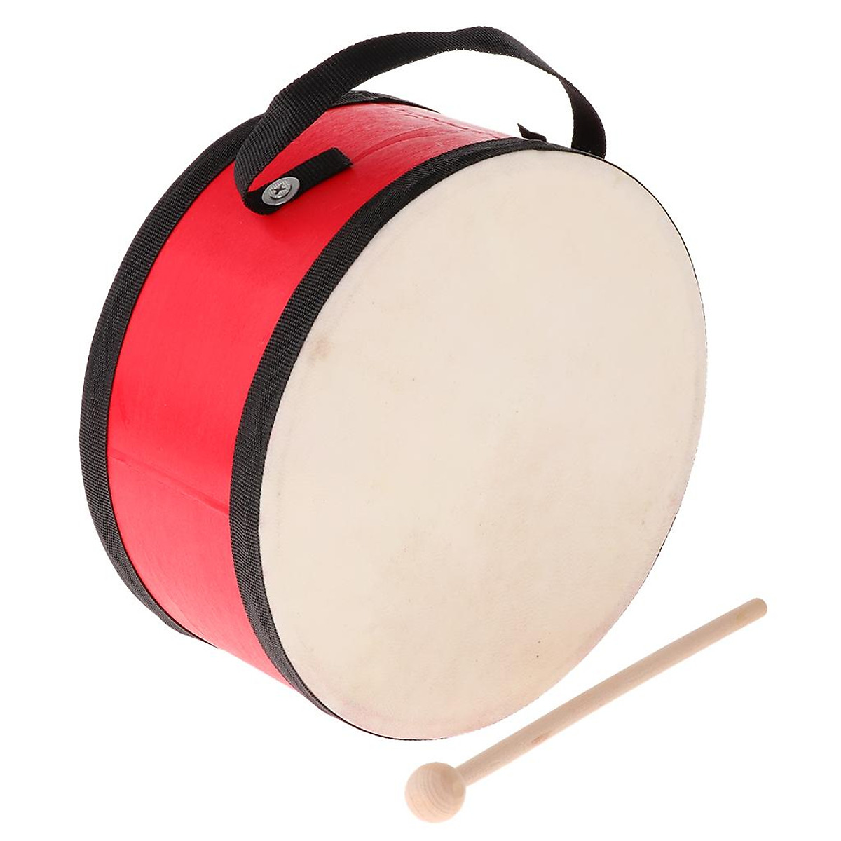 Hand Held Drum with Mallet, Rhythmic Percussion Instrument for Music Lovers or Beginners, Kids