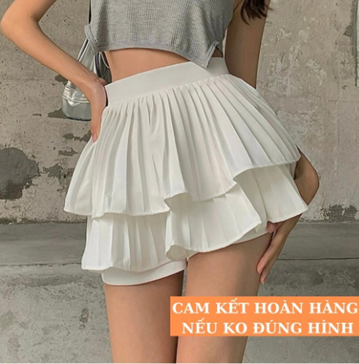 Chân váy ngắn có quần trong chân váy xòe 2 tầng dễ mix đồ