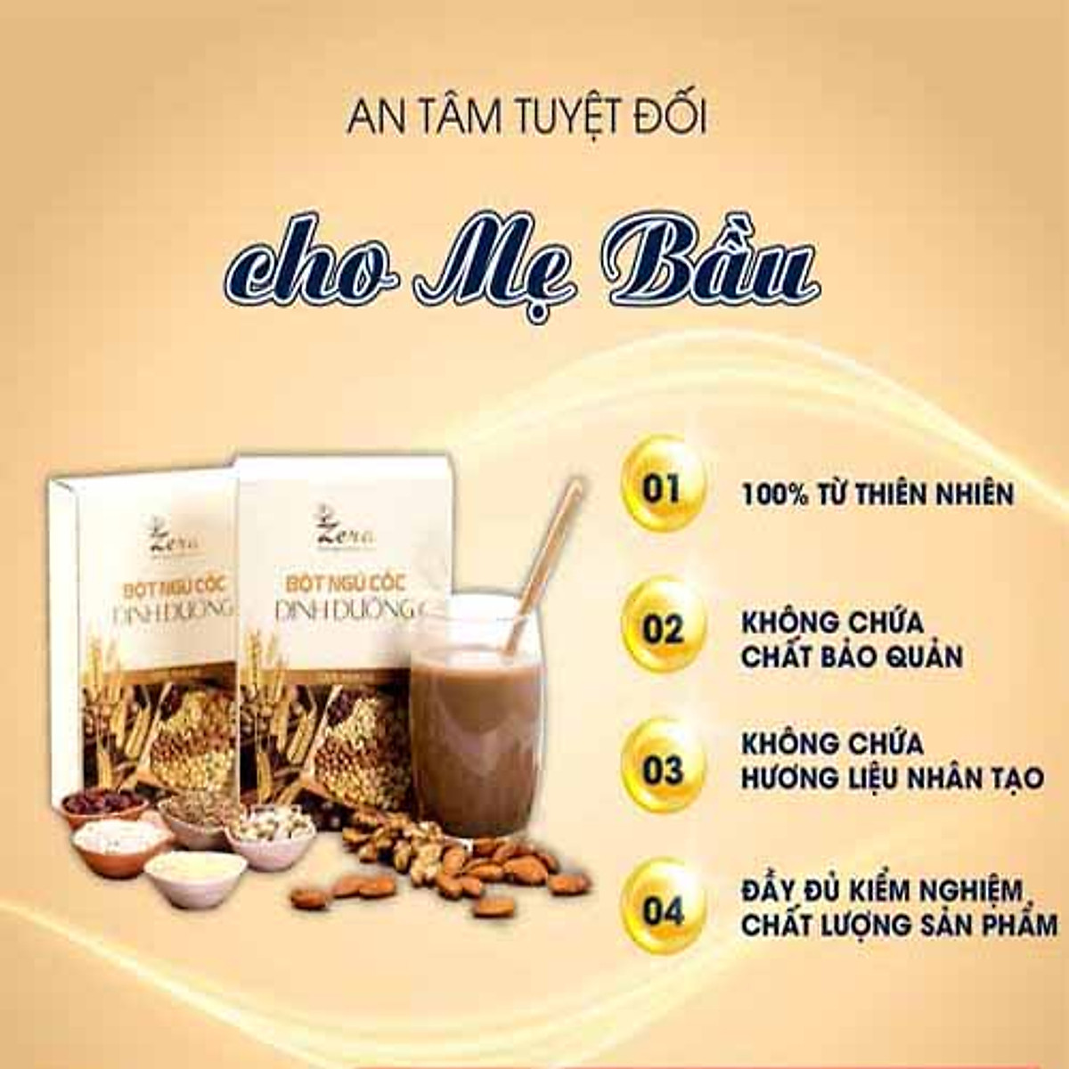 Bột Ngũ Cốc Dành Cho Mẹ Bầu Zera 500G - Ngũ Cốc Giúp Mẹ Giảm Nghén - Hết Nôn Cung Cấp Dinh Dưỡng Cho Thai Nhi - Tặng Vòng Dâu Tằm Và Xà Bông Gió Hương Sả Chanh Thảo Dược