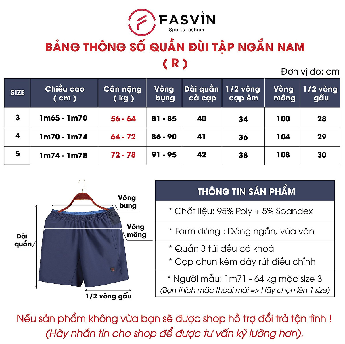 Quần đùi ngắn nam Fasvin R21448.HN vải gió chun mềm mại co giãn thoải mái vận động