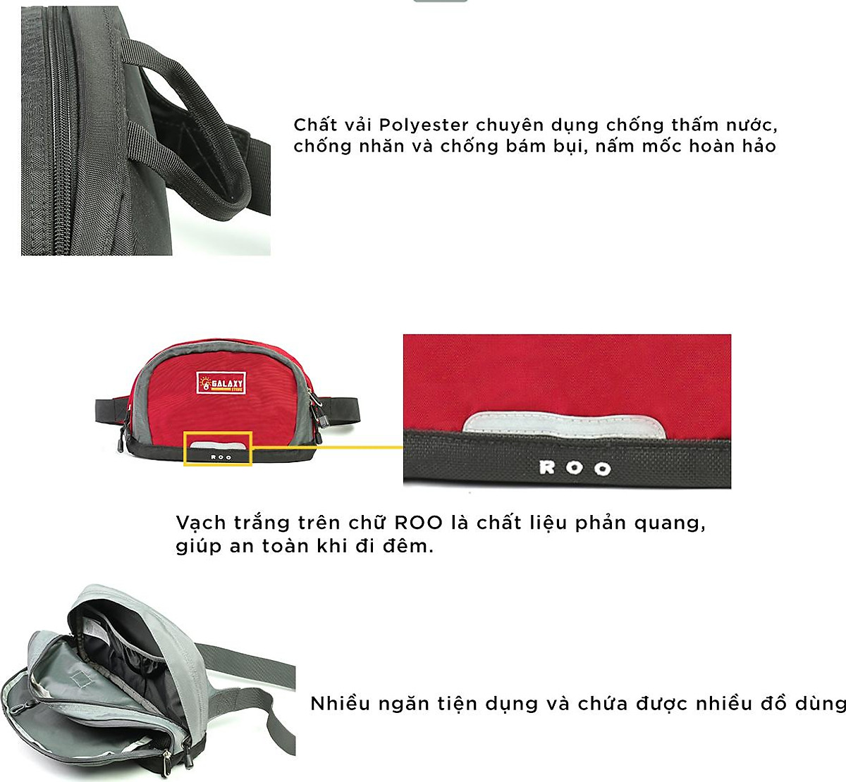 Túi Bao Tử Đeo Chéo Cao Cấp Nam Nữ Thời Trang Đa Năng Galaxy Store GTBT01 - ROO Version (28x17.5cm) - Hàng Chính Hãng