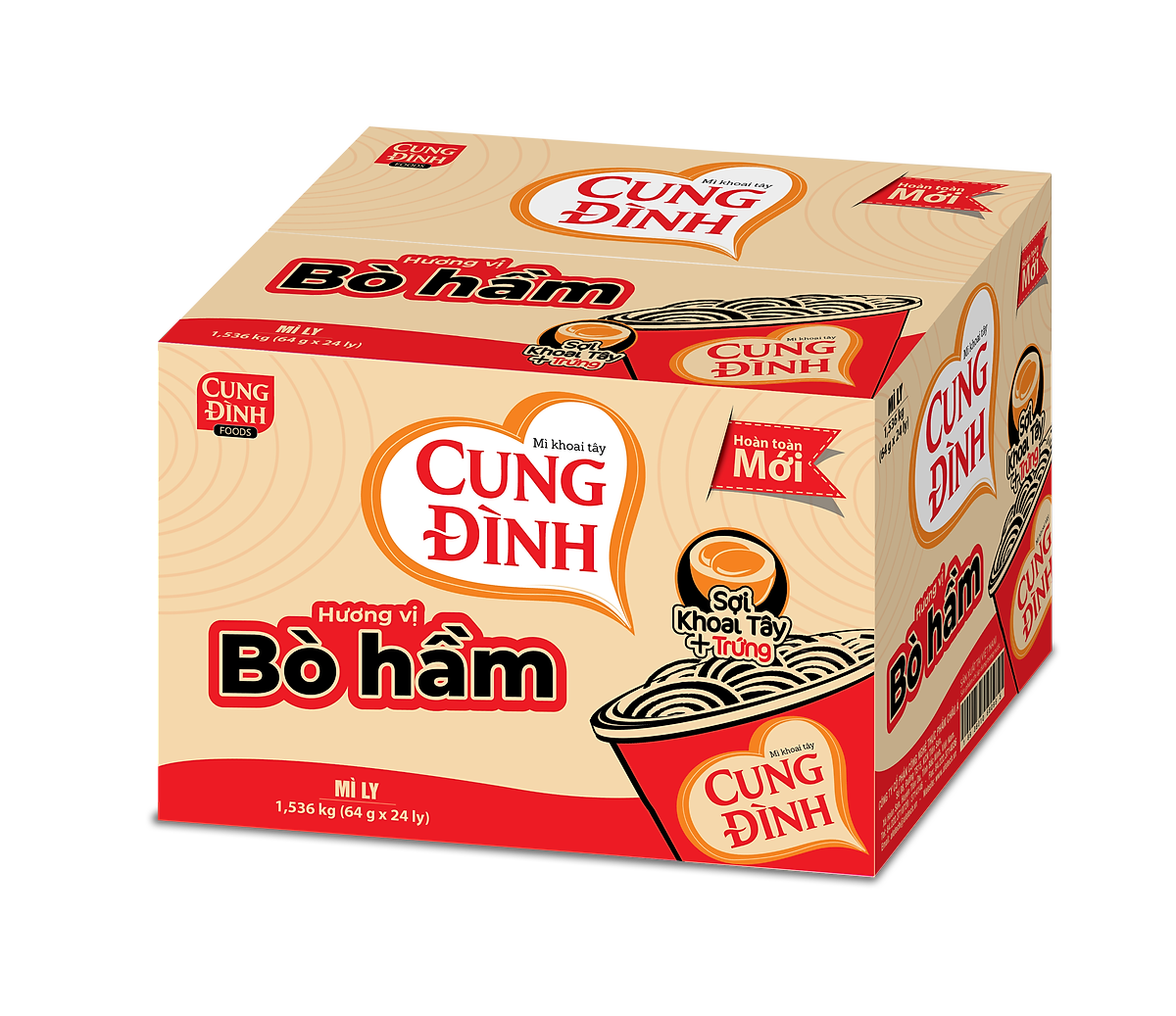 Thùng 24 Ly Mì Khoai Tây Cung Đình Kool Hương Vị Bò Hầm