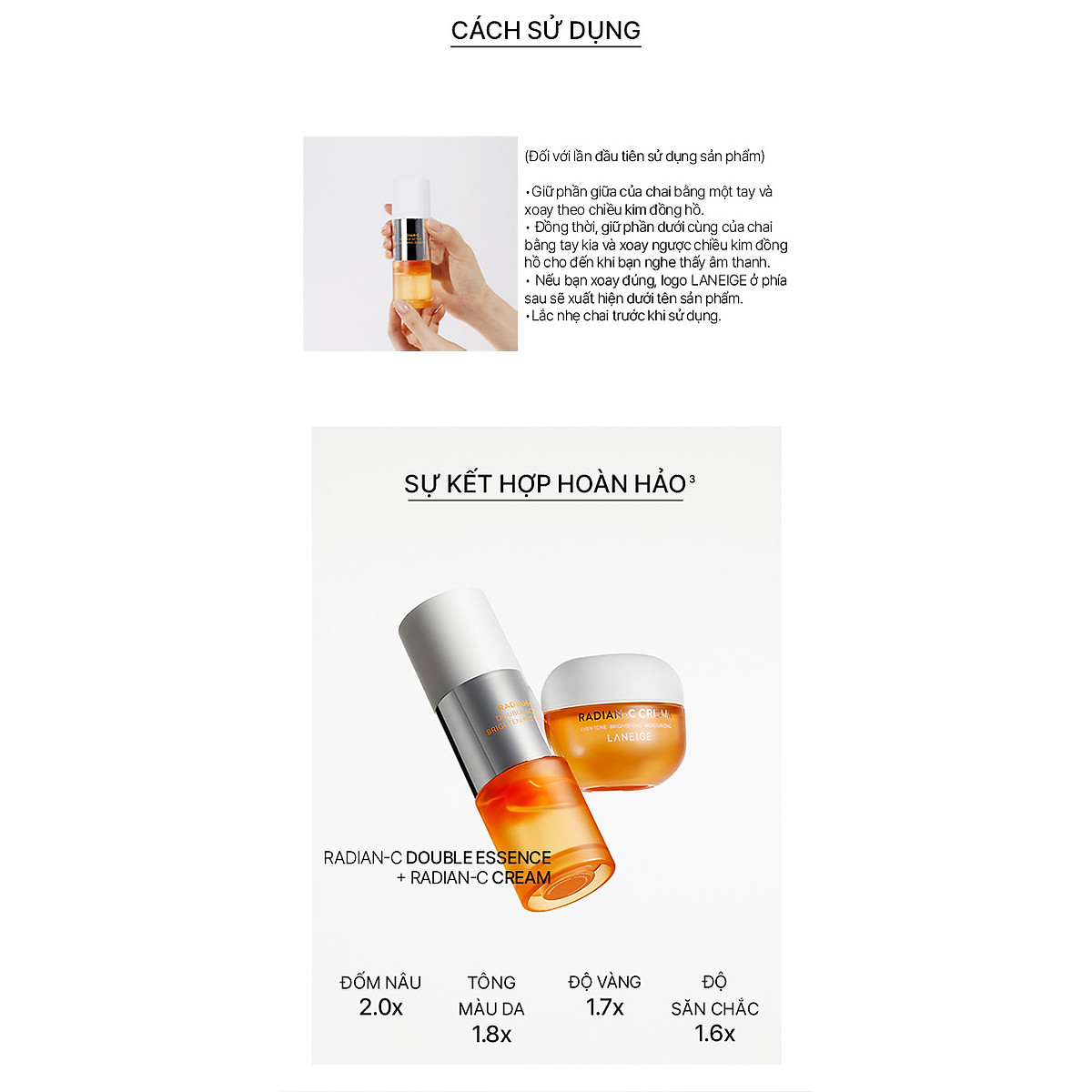 Tinh Chất Phục Hồi và Dưỡng Sáng Da Chuyên Sâu Laneige Radian-C Double Active Brightening Essence 30G