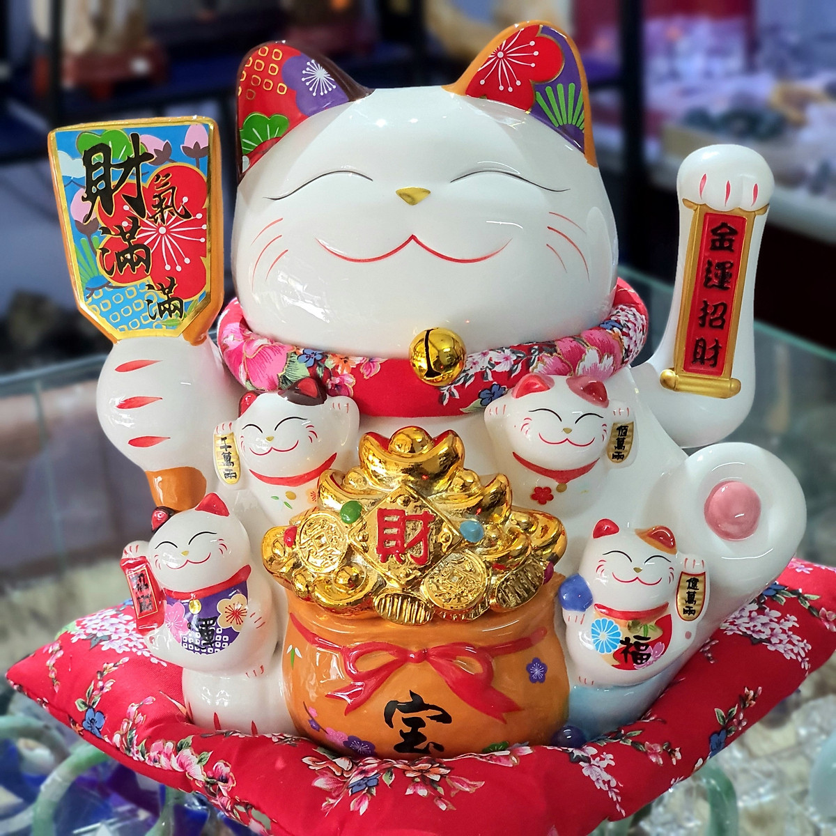 Mèo Thần Tài Vẫy Tay - Mèo Tài Lộc May Mắn Manekki Nekko Nhật Bản Gốm Sứ