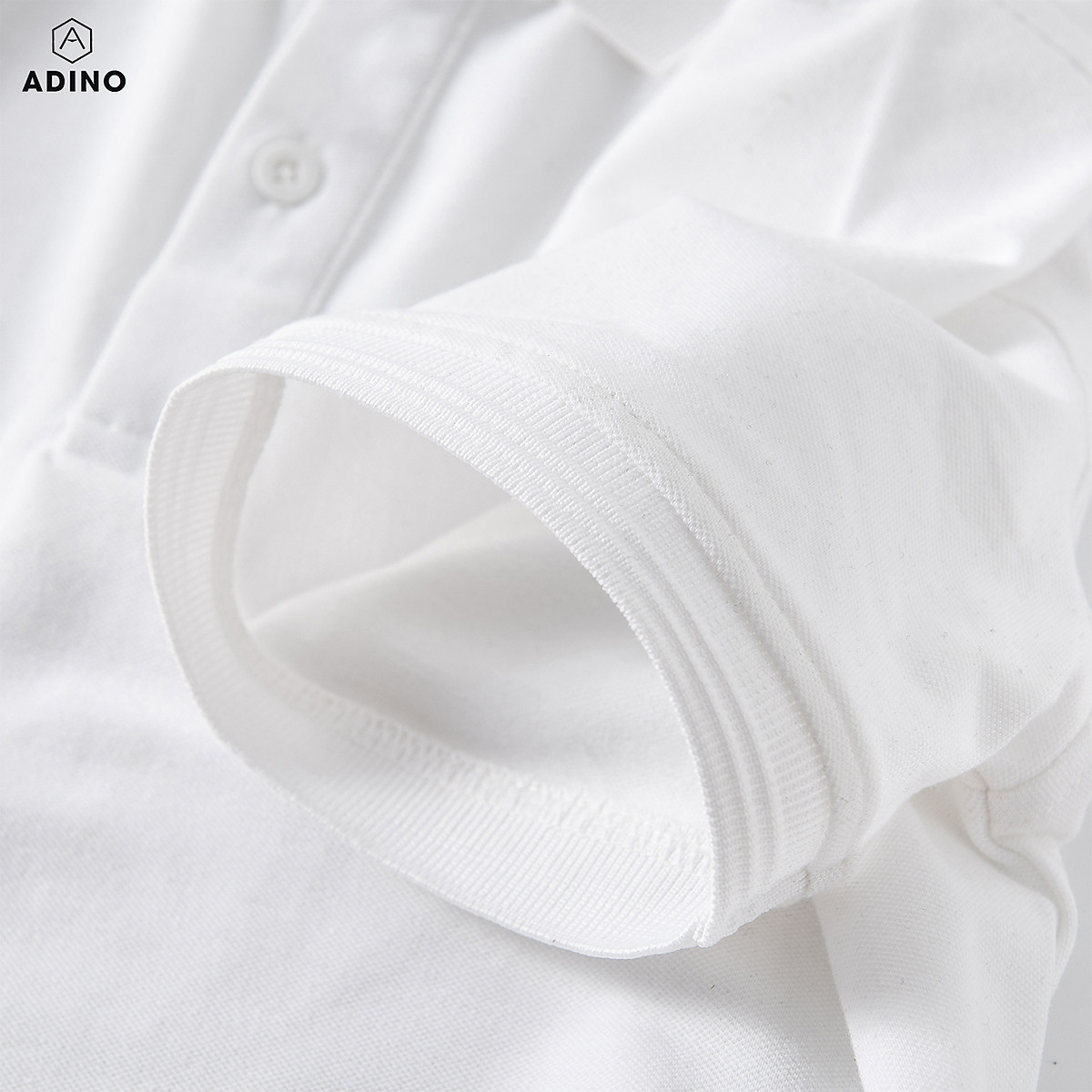 Áo polo nữ màu trắng phối viền chìm ADINO vải cotton polyester mềm dáng slimfit công sở hơi ôm trẻ trung APN03