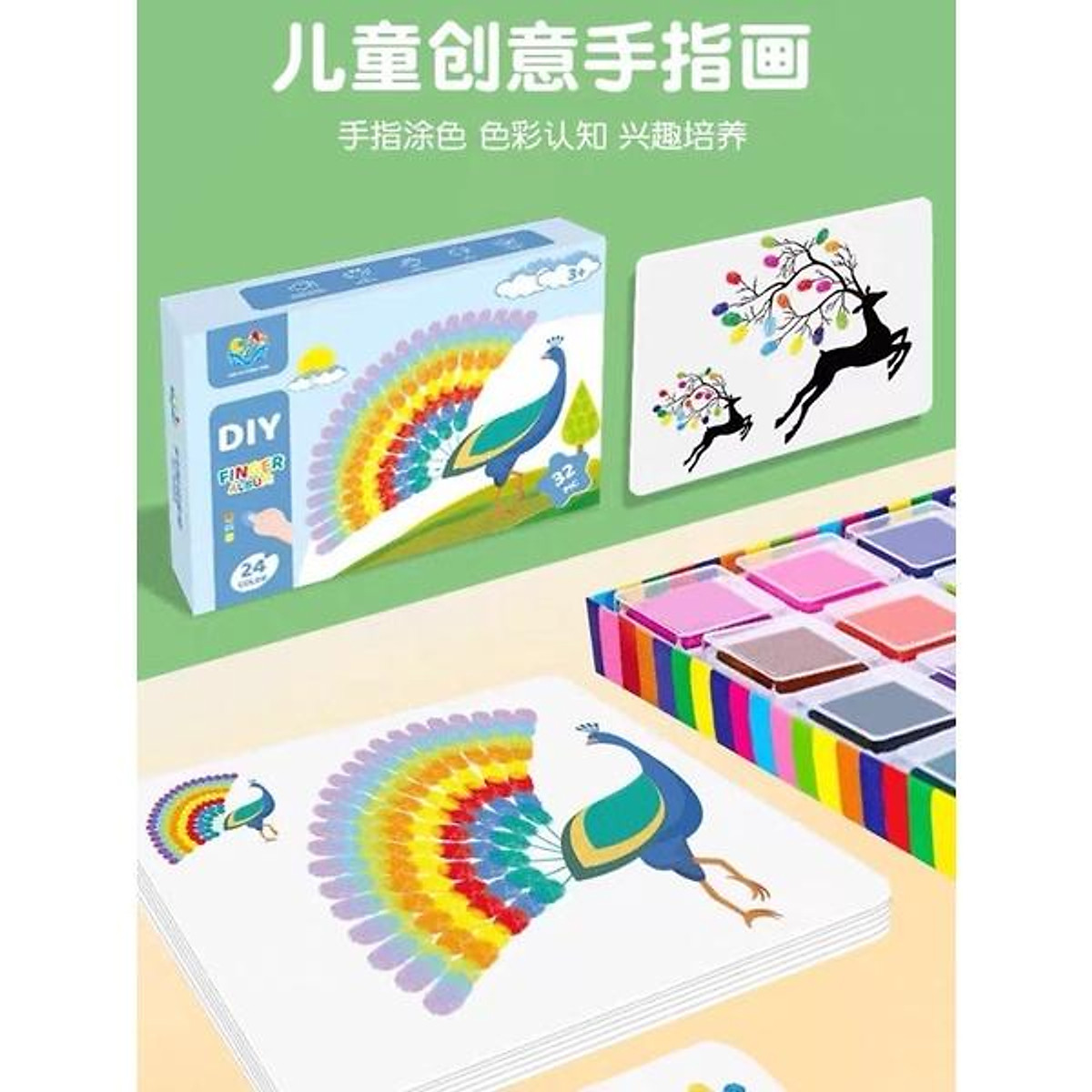 ĐỒ CHƠI SÁNG TẠO CHO BÉ BỘ TRANH TÔ MÀU BẰNG NGÓN TAY IN VÂN TAY Đồ Chơi Sáng Tạo Cho Bé Bộ Tranh Tô Màu Bằng Ngón Tay In Vân Tay