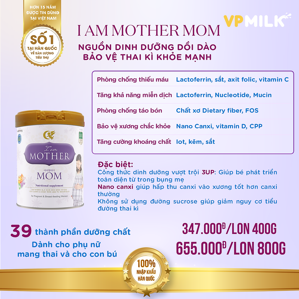 Sữa Bột Namyang I Am Mother Mom 800g
