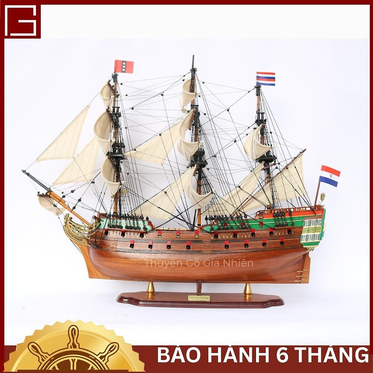 Mô hình tàu thuyền gỗ thuyền trang trí Jylland  dài 95cm  Gỗ Tràm