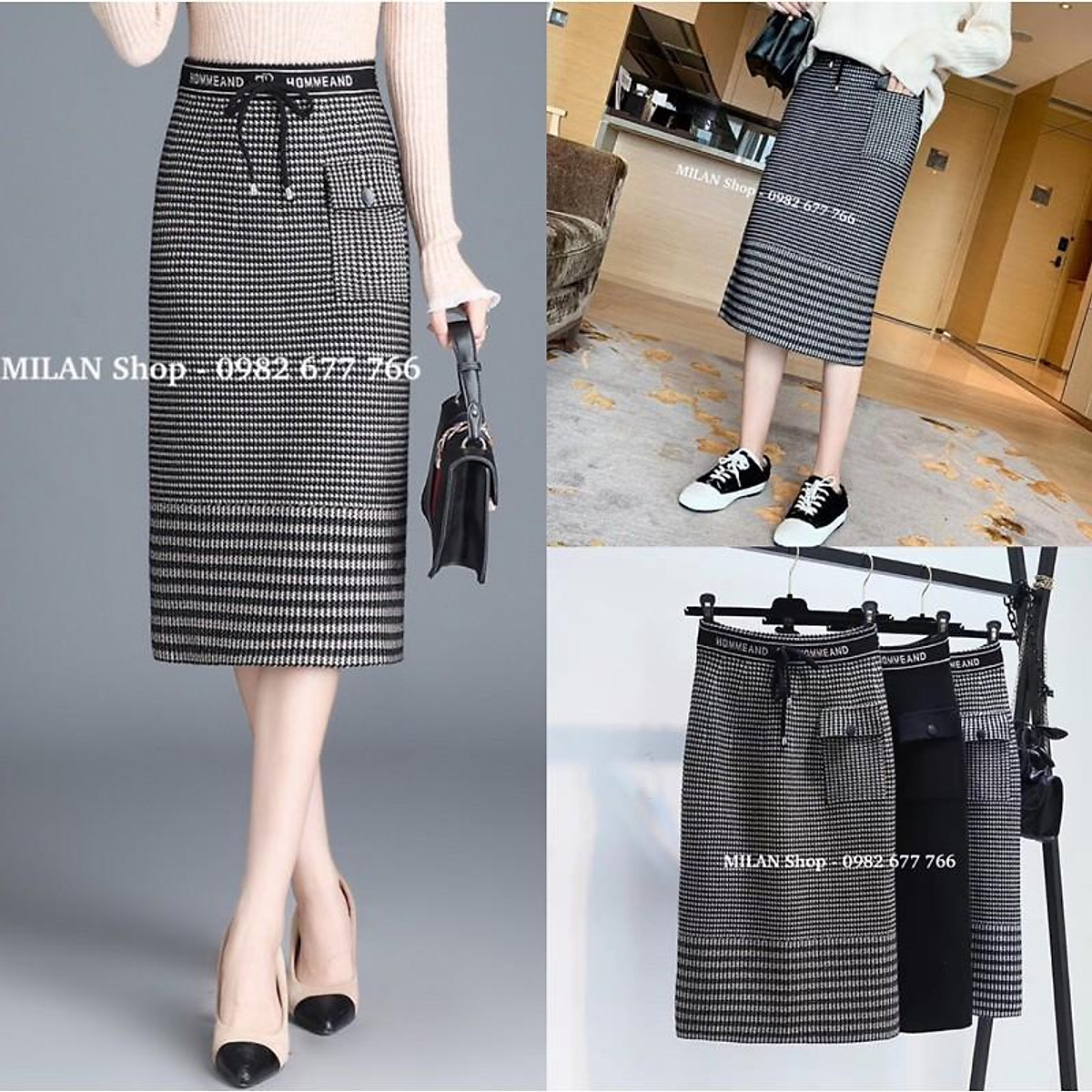 Mua Chân váy len dài qua gối cạp chữ túi sườn new hot  Tiki