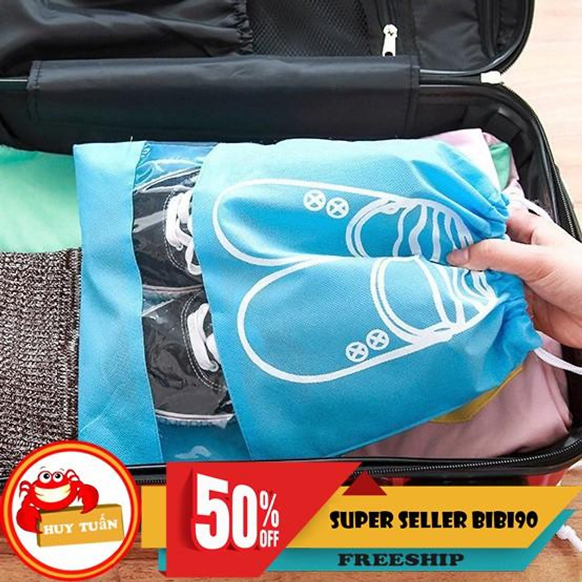 Túi đựng giày dép dây rút tiện ích loại to