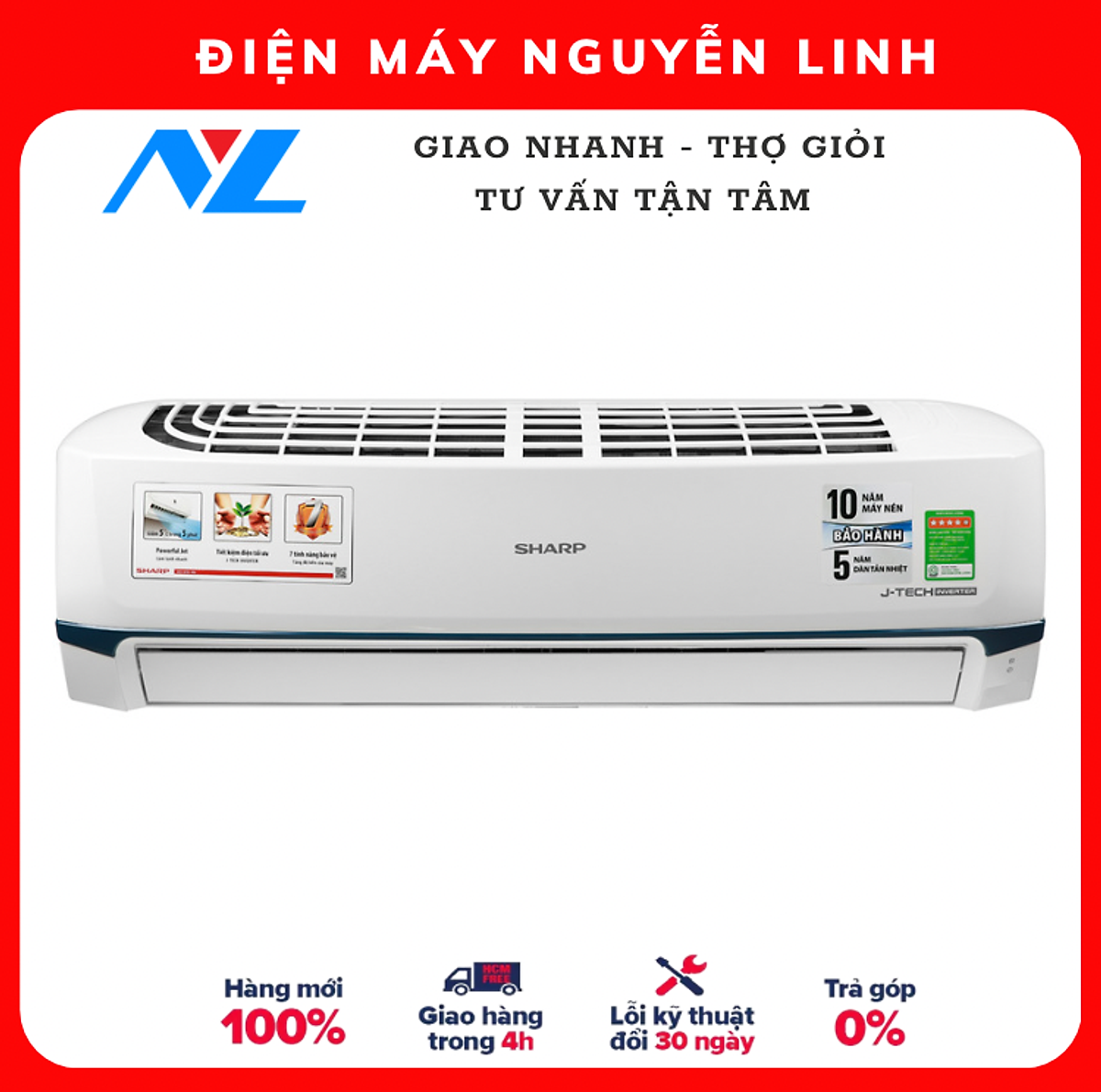 Máy lạnh Sharp Inverter 2 HP AH-X18XEW - Hàng Chính Hãng ( Giao Hồ Chí Minh )