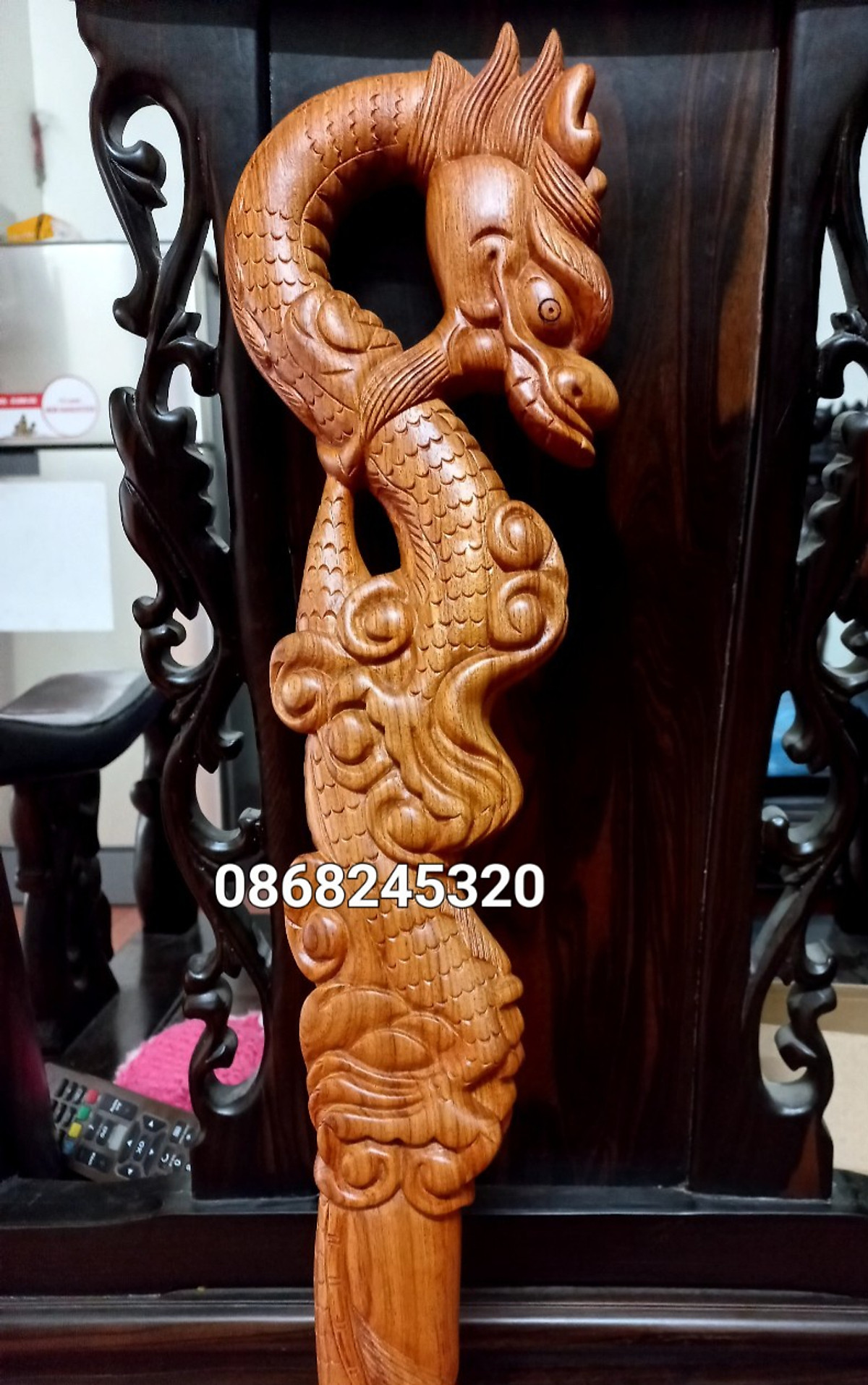 Gậy batoong dành cho người già bằng gỗ hương đá kt 13,5×4×9,1cm