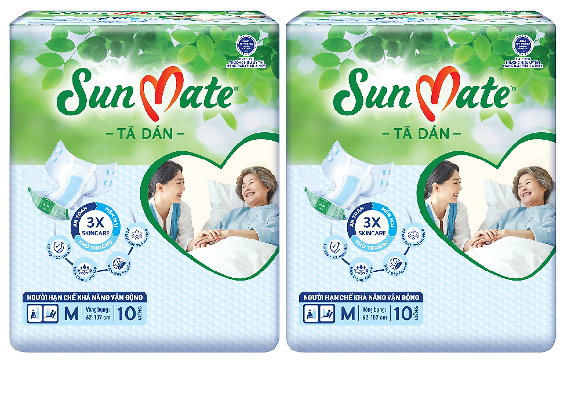 Combo 2 Tã Dán Người Lớn SunMate G2 Size M10 (10 Miếng)