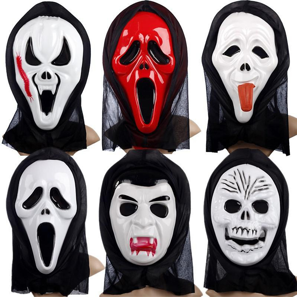 Bán Sỉ 12k - Mặt nạ ma quỷ hóa trang Halloween trắng máu kinh dị ...