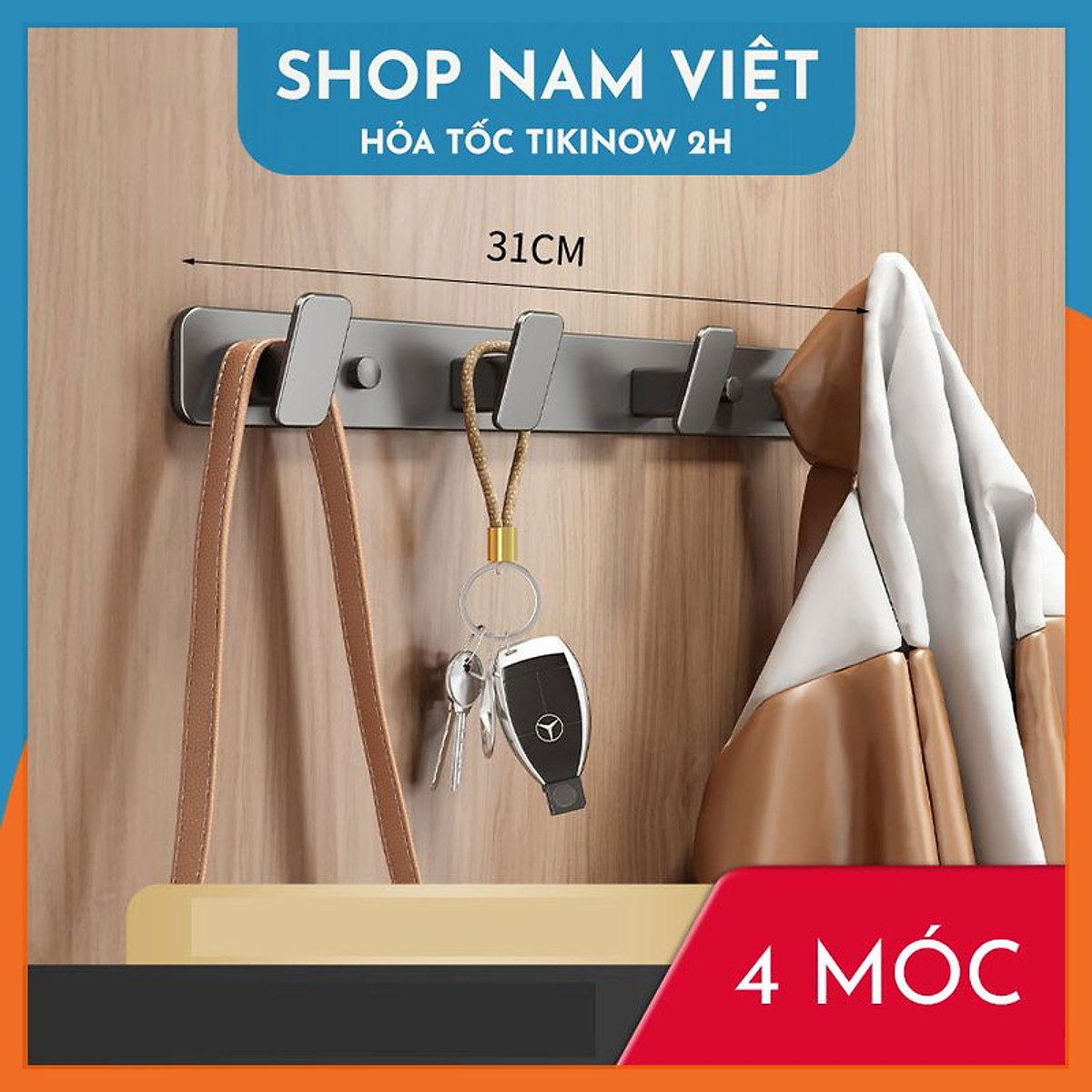 Móc Treo Quần Áo Dán Tường Nhôm Không Gian Cao Cấp