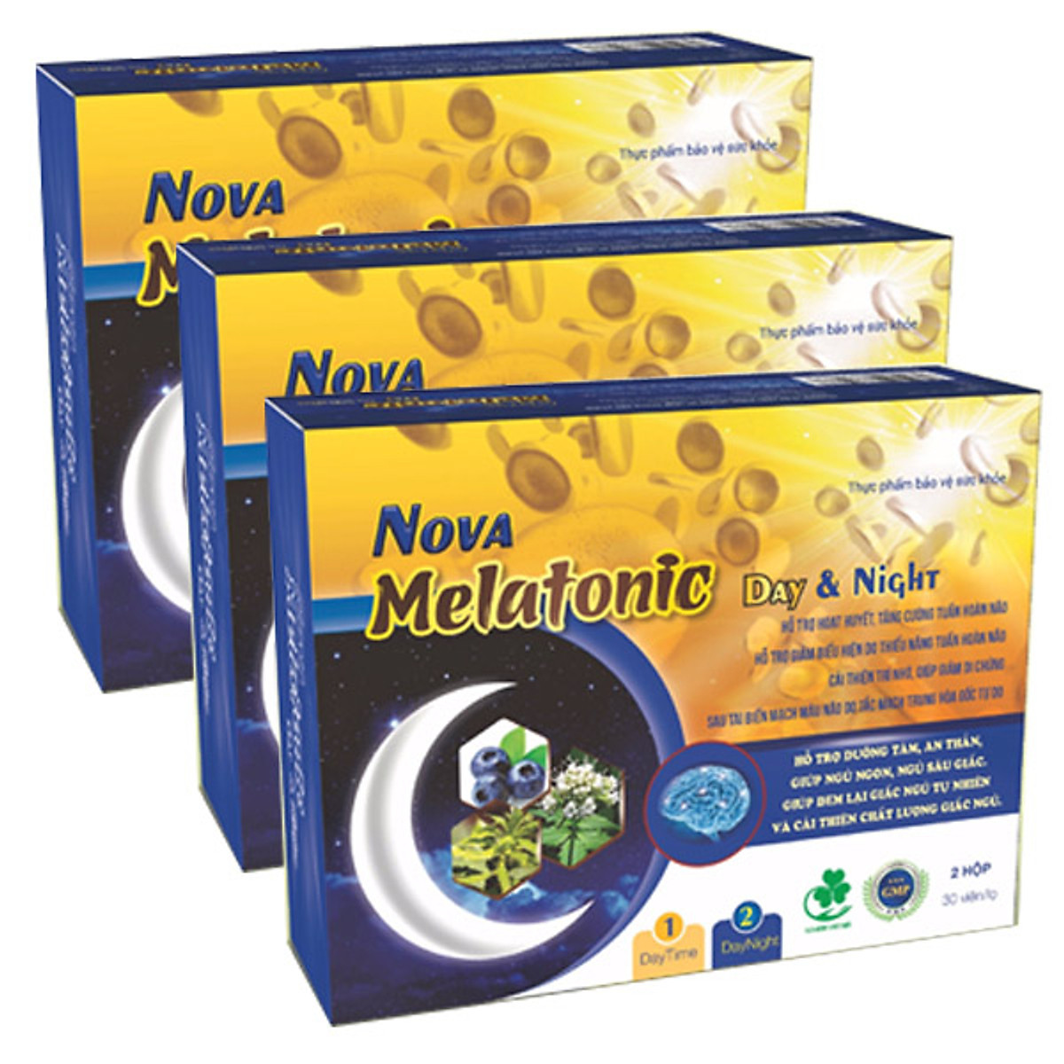 Thực phẩm Nova Melatonic day & night bổ sung các chất bổ dành cho người lớn 3 Hộp