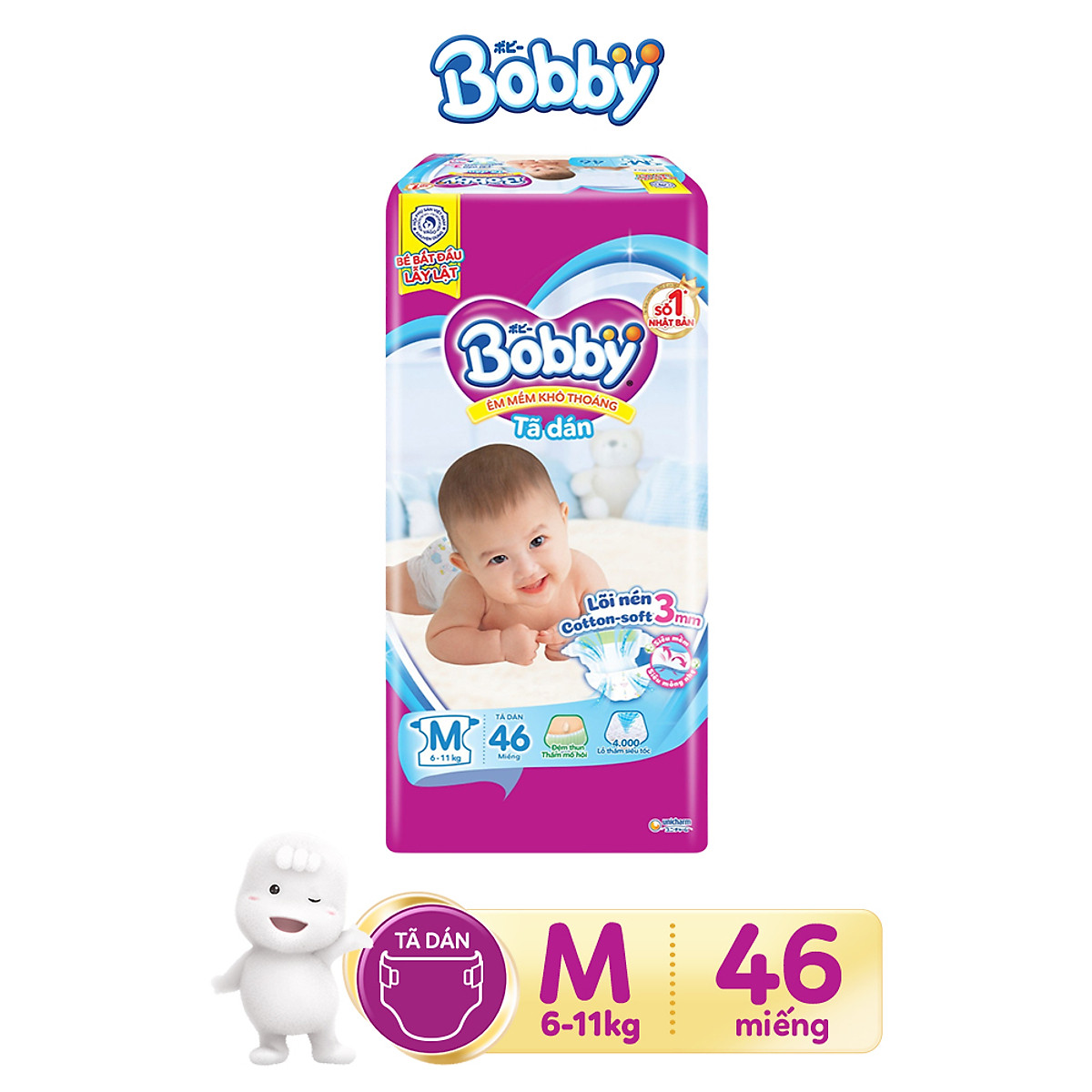 Tã dán Bobby Fresh siêu thấm - khô thoáng