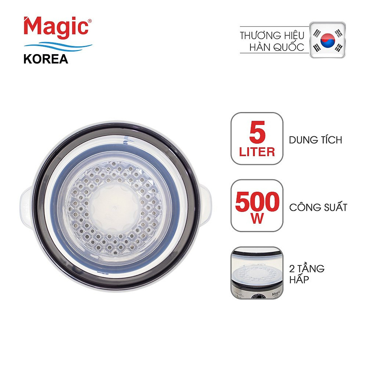 Máy Hấp Thực Phẩm Magic Korea A64 (5.0 Lít) - Hàng chính hãng