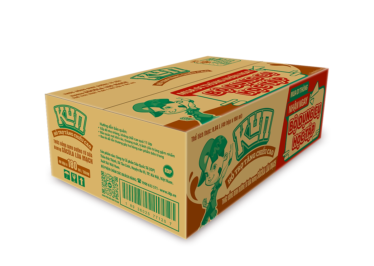 Thùng 48 Hộp Sữa SoCola Lúa Mạch KUN 180ml/hộp