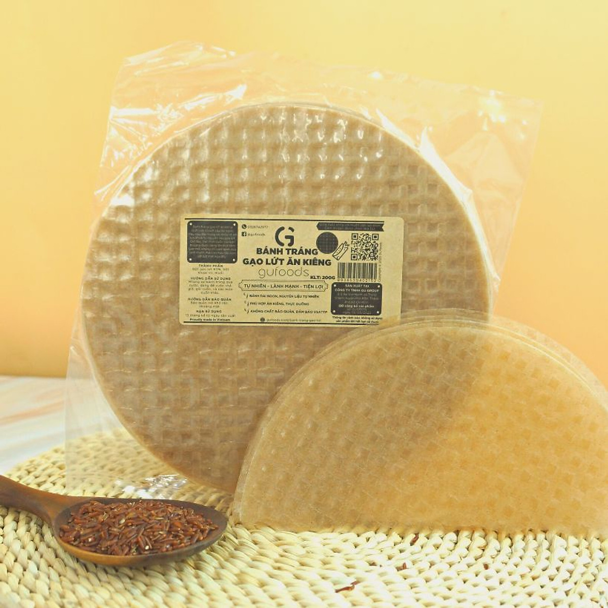 Bánh tráng cuốn ăn kiêng GUfoods (làm gỏi cuốn, chả giò...) - Dai ngon, Tự nhiên, Lành mạnh, Eat clean