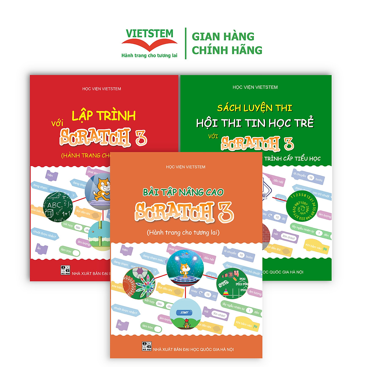 Combo 3 sách Lập trình với Scratch 3, Bài tập nâng cao và Luyện thi tin học trẻ cấp Tiểu học