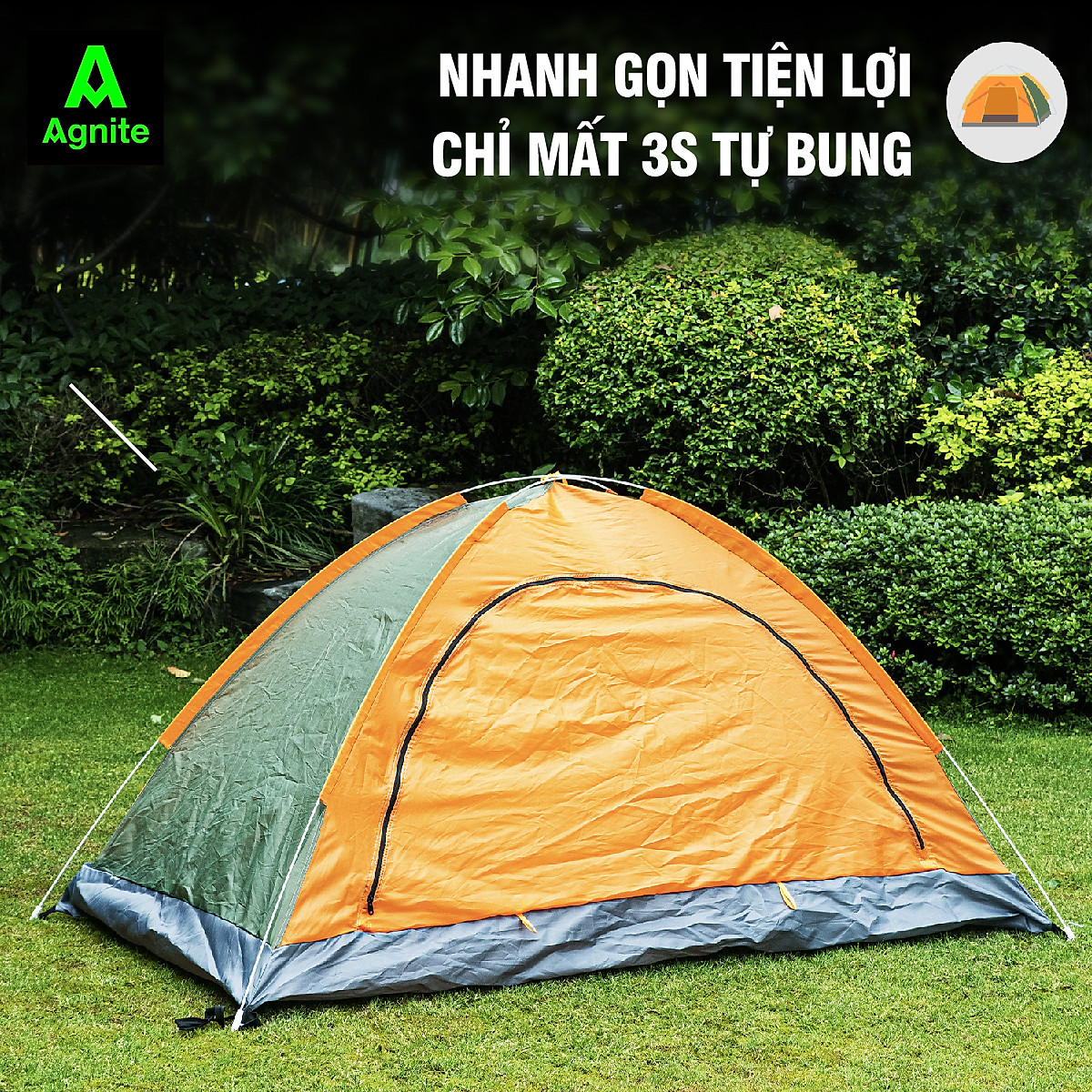 Lều cắm trại Agnite, lều picnic, lều dã ngoại tự bung, lắp và tháo dễ dàng nhanh chóng, nhiều mẫu mã, kích thước