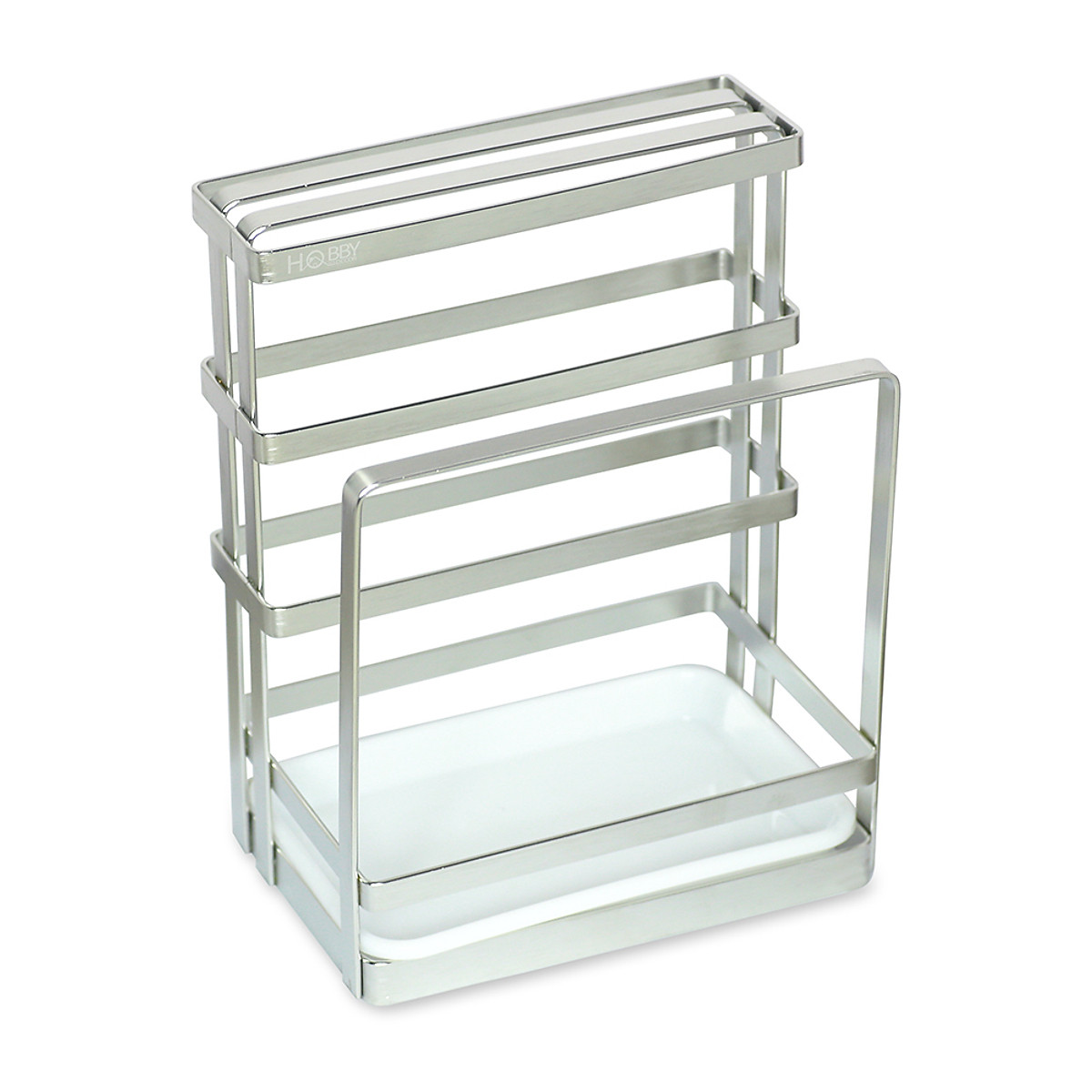 Kệ để dao thớt 2 ngăn có khay nhựa inox 304 Hobby Home Decor DD2N