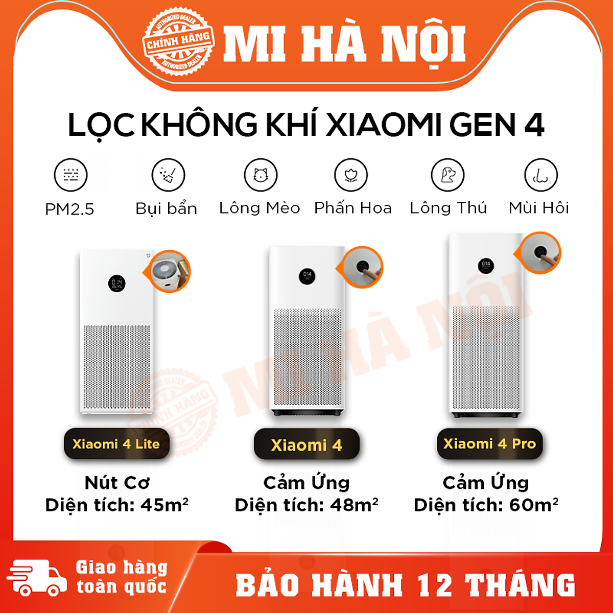 Máy lọc không khí Xiaomi Mi Air Purifier 4 Lite/ Gen 4/ 4 Pro/ 3H/ 3C Hàng Chính Hãng