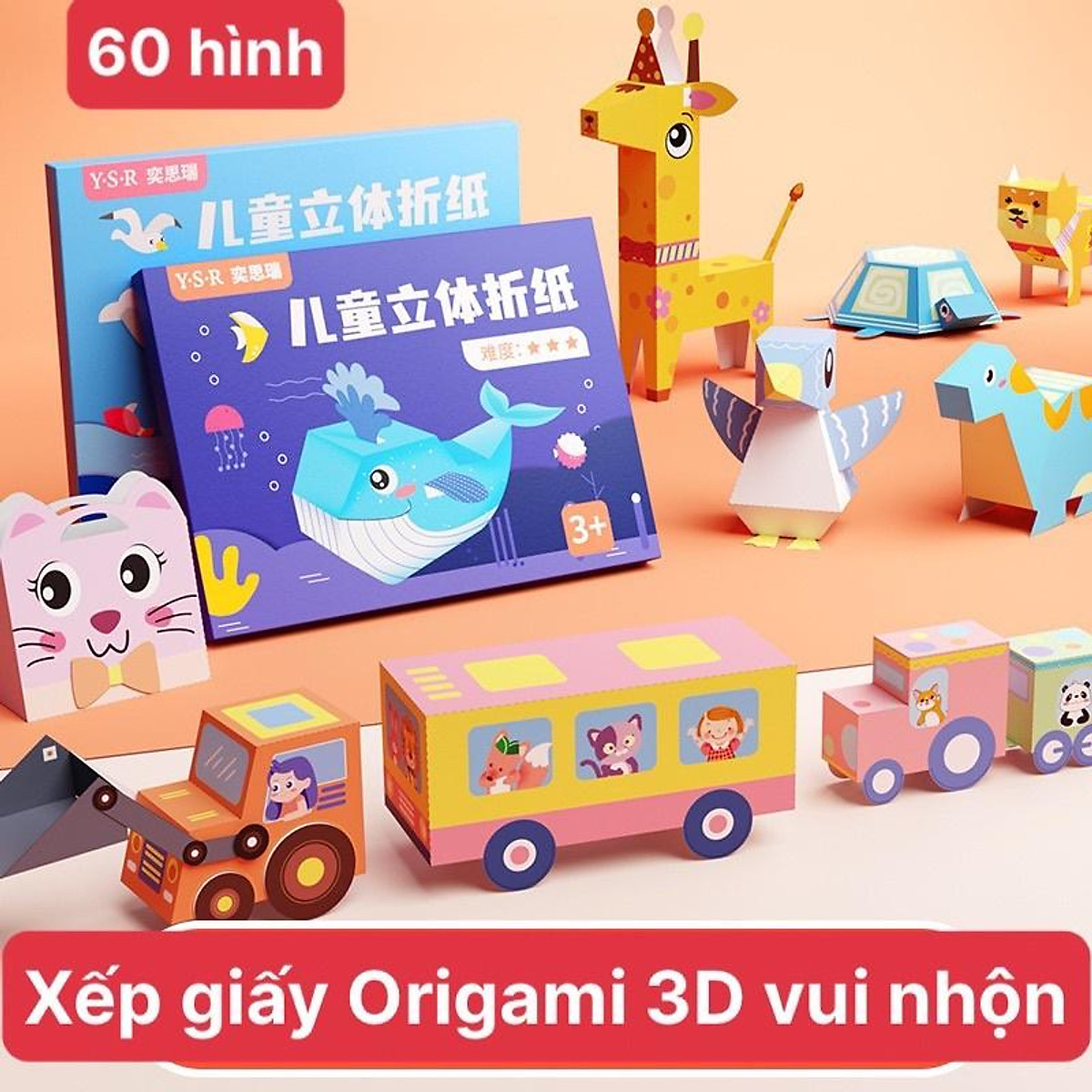 Xếp Giấy Origami, Xếp Hình 3D Vui Nhộn Cho Bé Sáng Tạo - Mô Hình Giấy