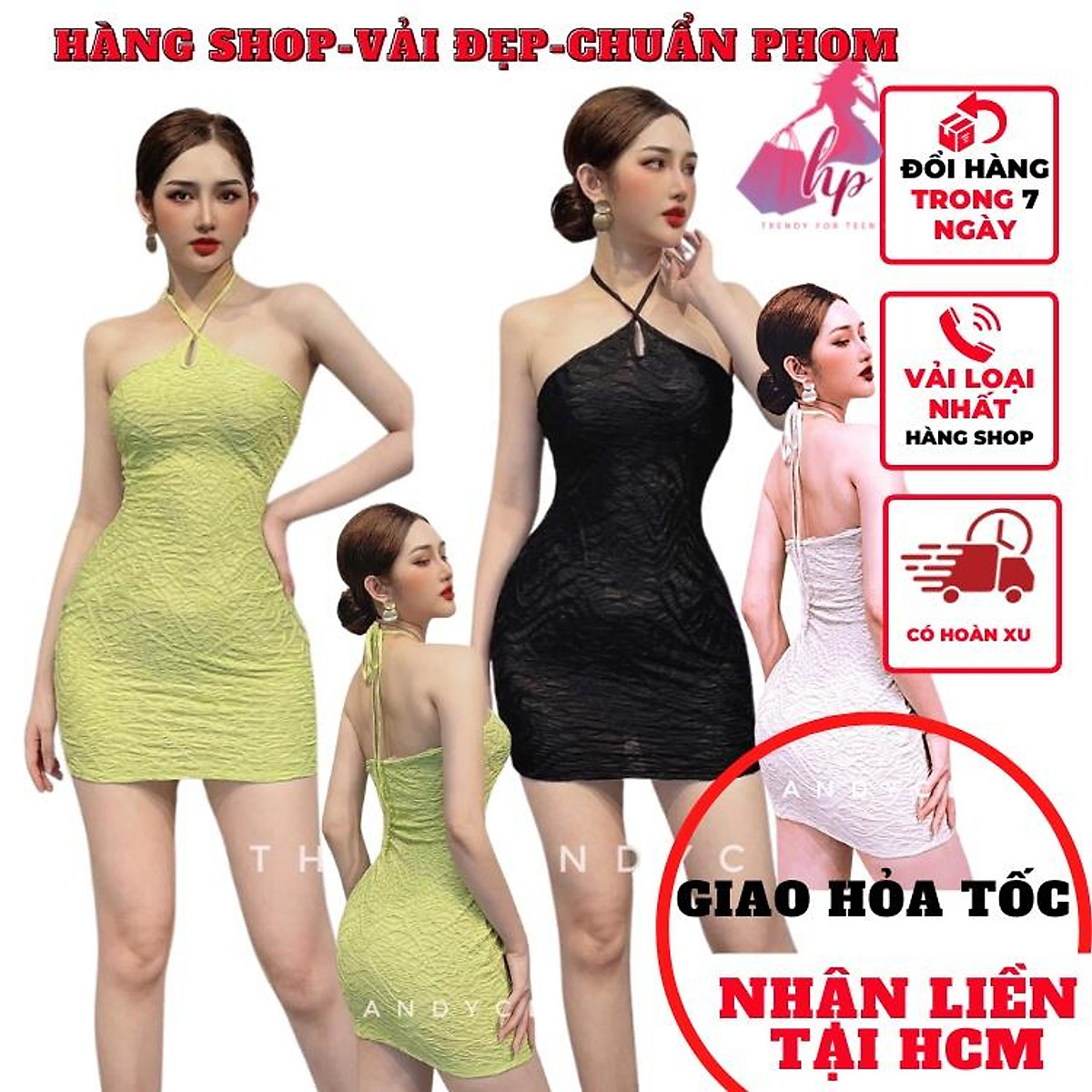 Mua Váy đầm yếm nữ hở lưng cột nơ dáng ngắn vải xốp quảng châu mầu ...