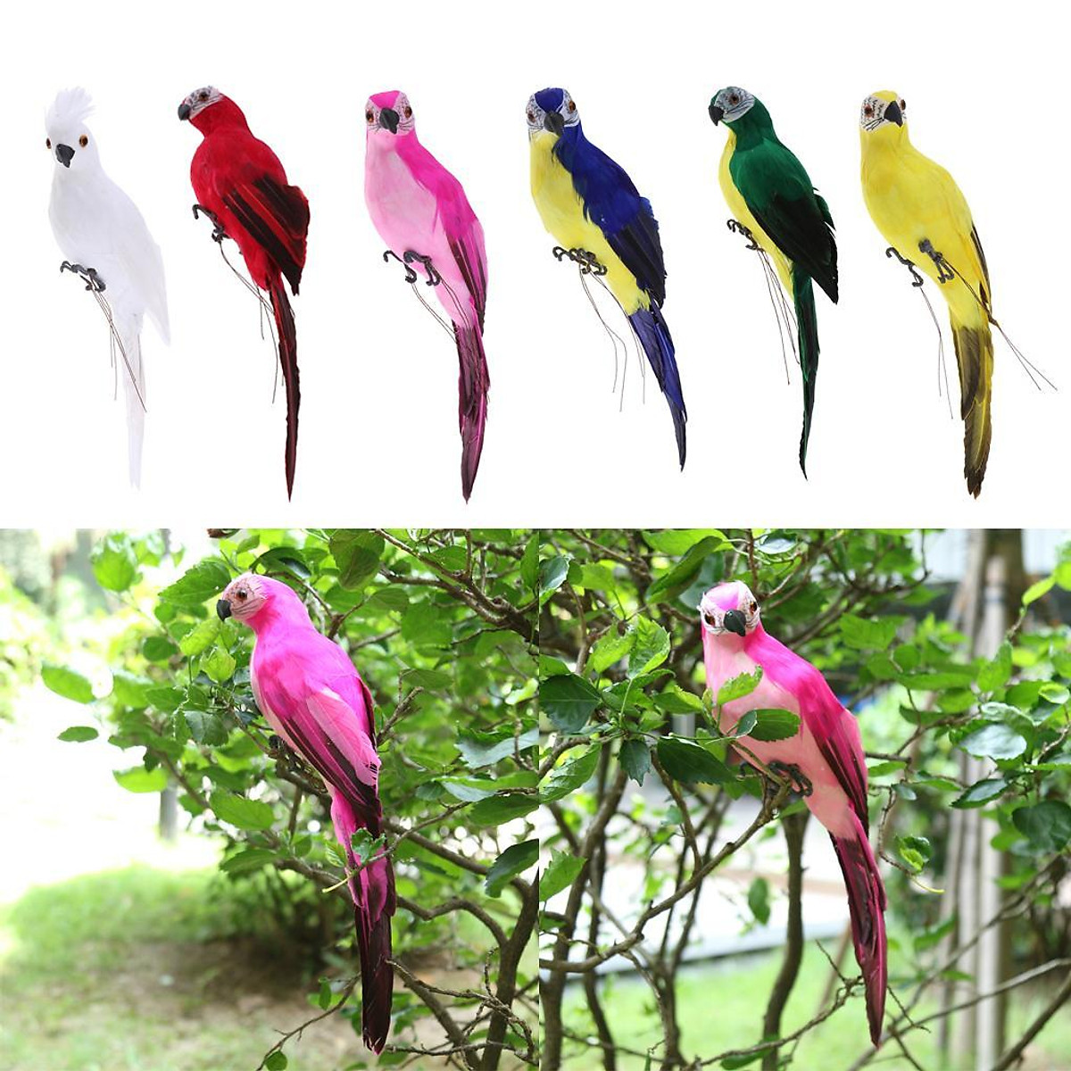 6x Vivid Macaw Parrot Ornament Imitation Animals Outdoor Tree Decor Birds 6x Vivid Macaw Parrot Ornament Imitation Animals Outdoor Tree Decor Birds