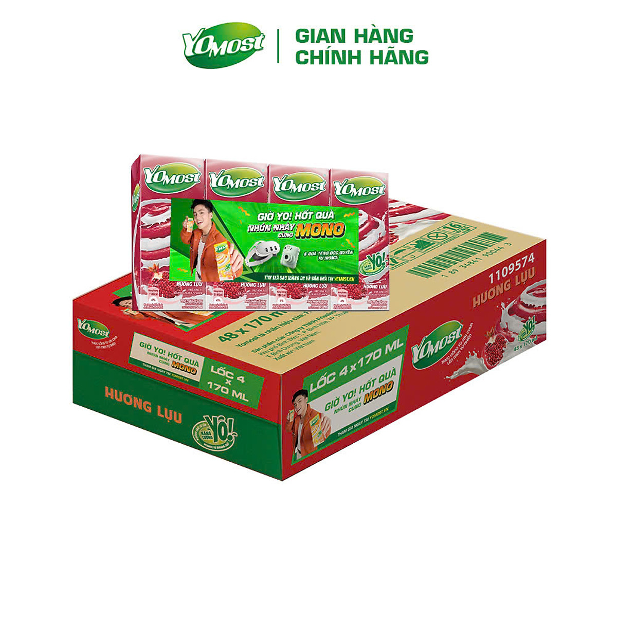 Thùng 48 Hộp Sữa Chua Lên Men Tự Nhiên Yomost Trái Lựu (170ml/Hộp)