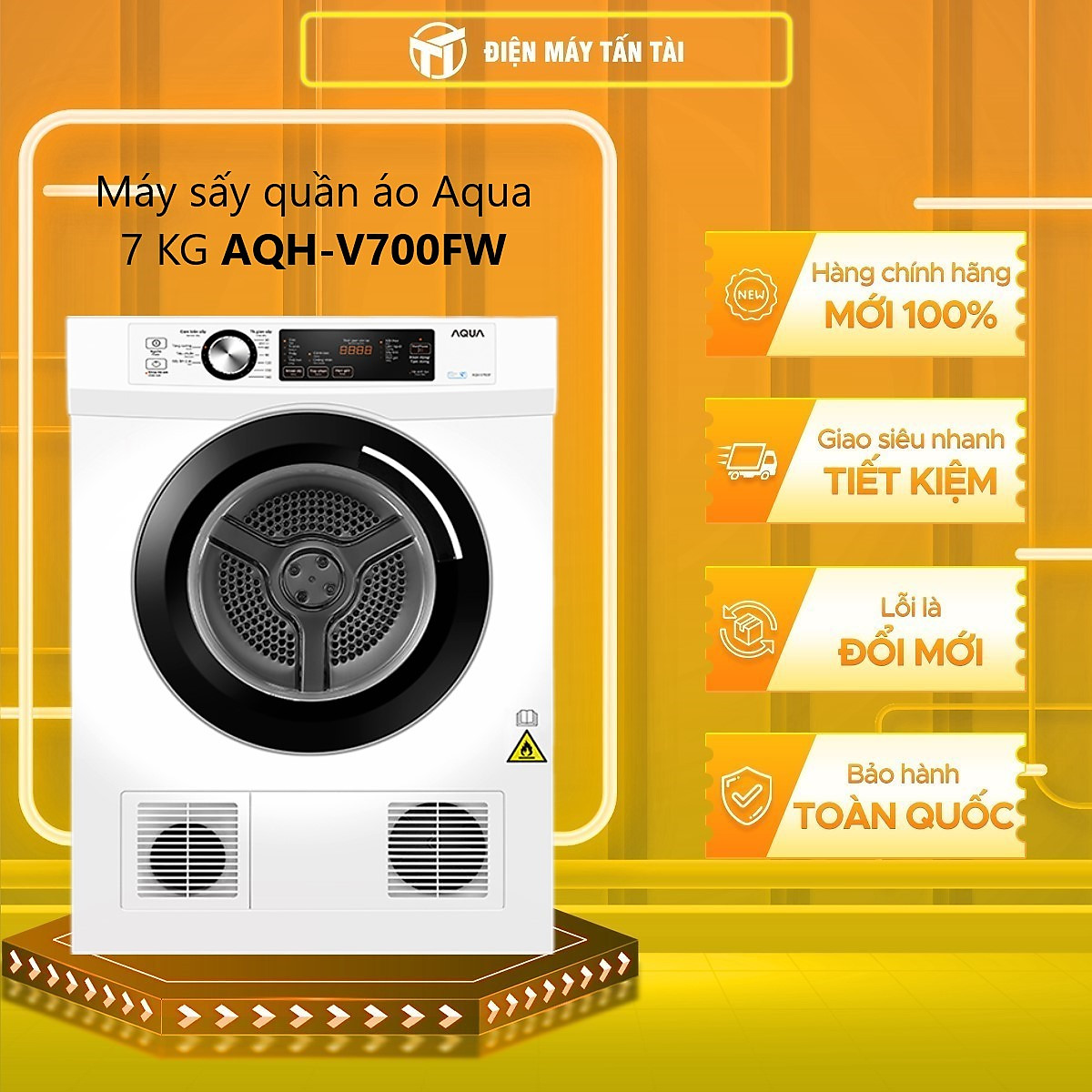 Máy sấy Aqua 7.0kg AQH-V700FW - Hàng chính hãng (chỉ giao HCM)